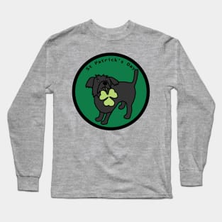 St Patricks Day Dog with Light Green Shamrock Long Sleeve T-Shirt